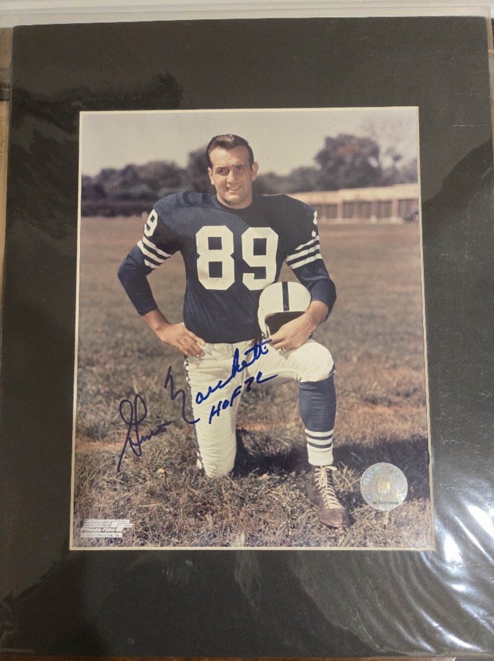 Autograph Baltimore Colts Hof Matted Photo Of Gino Marchetti